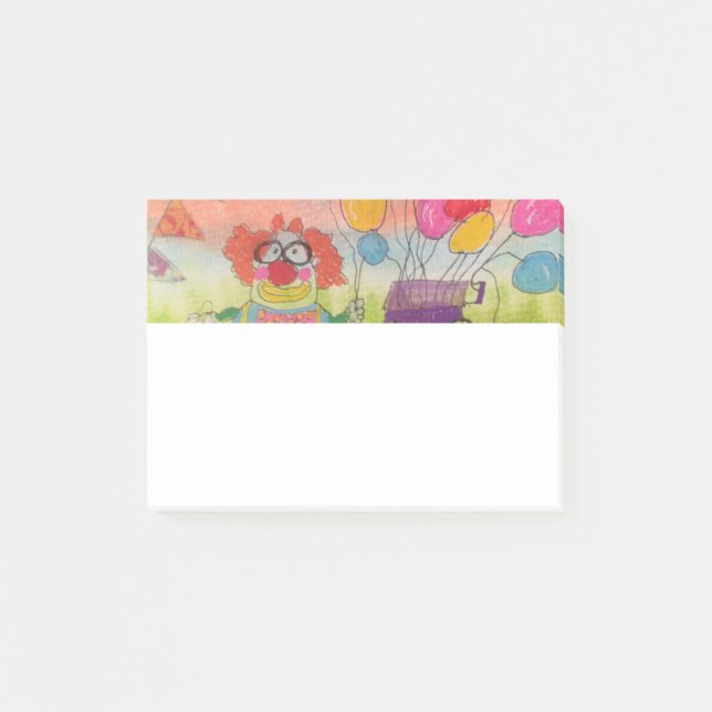 Sonniger Clown mit Balloons Post-it Klebezettel (Vorderseite)
