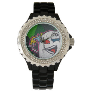 Sonniger Clown mit weißem Gesicht Armbanduhr