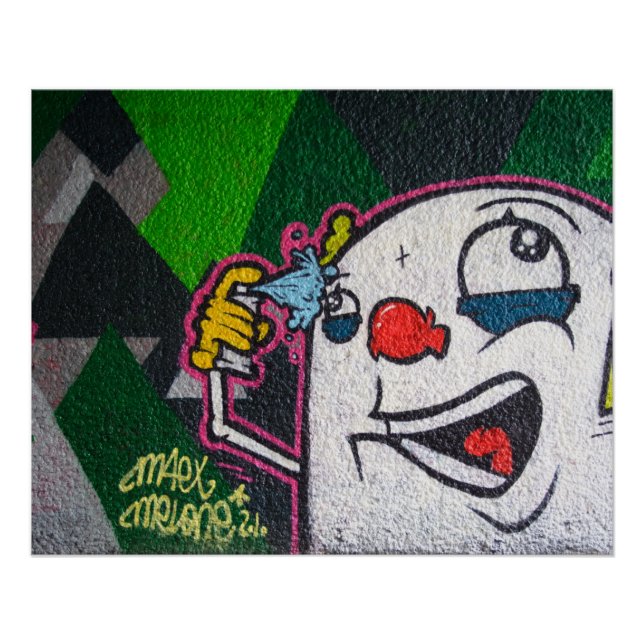 Sonniger Clown mit weißem Gesicht Poster (Vorderseite)