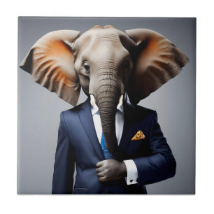 Sonniger Elefant im Anzug Fliese