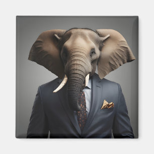 Sonniger Elefant im Anzug Magnet