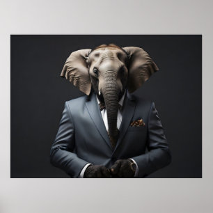 Sonniger Elefant im Anzug Poster