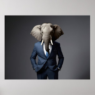 Sonniger Elefant im Anzug Poster