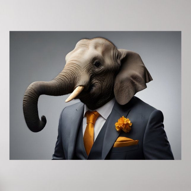 Sonniger Elefant im Anzug Poster (Vorne)