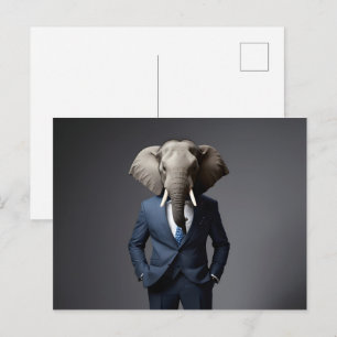 Sonniger Elefant im Anzug Postkarte