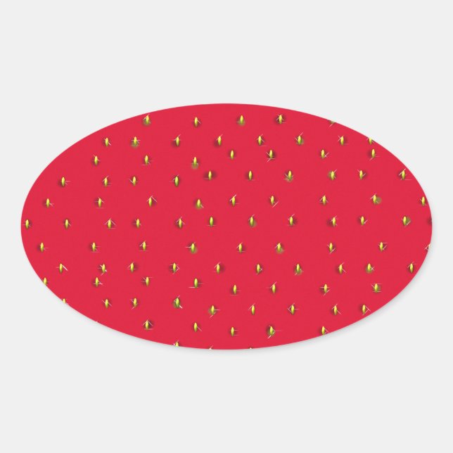 Sonniger Erdbeerhintergrund rot Ovaler Aufkleber (Vorderseite)