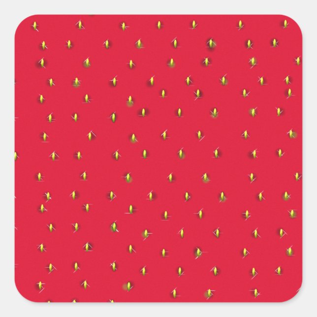 Sonniger Erdbeerhintergrund rot Quadratischer Aufkleber (Vorderseite)