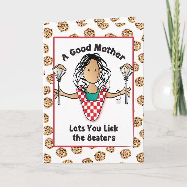Sonniger Ethnic Black Hair Cartoon Muttertag Karte (Vorderseite)
