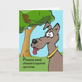 Sonniger Geburtstag, Cartoon Hund, Eichhörnchen in Karte