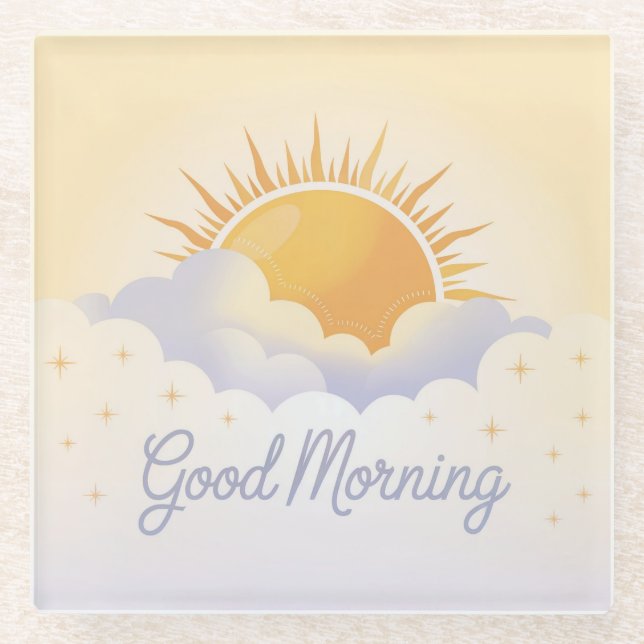 Sonniger Gelber Guter Morgenglass Untersetzer (Vorderseite)