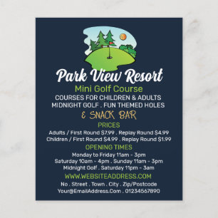Sonniger Golfplatz, Mini-Golfplatz Werbung Flyer