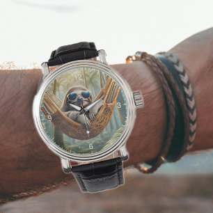 Sonniger Hang mit Sonnenbrille in einer Hängematte Armbanduhr