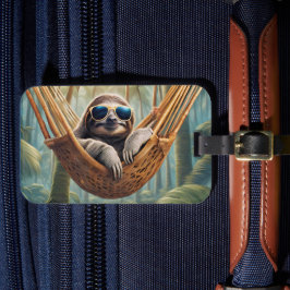 Sonniger Hang mit Sonnenbrille in einer Hängematte Gepäckanhänger