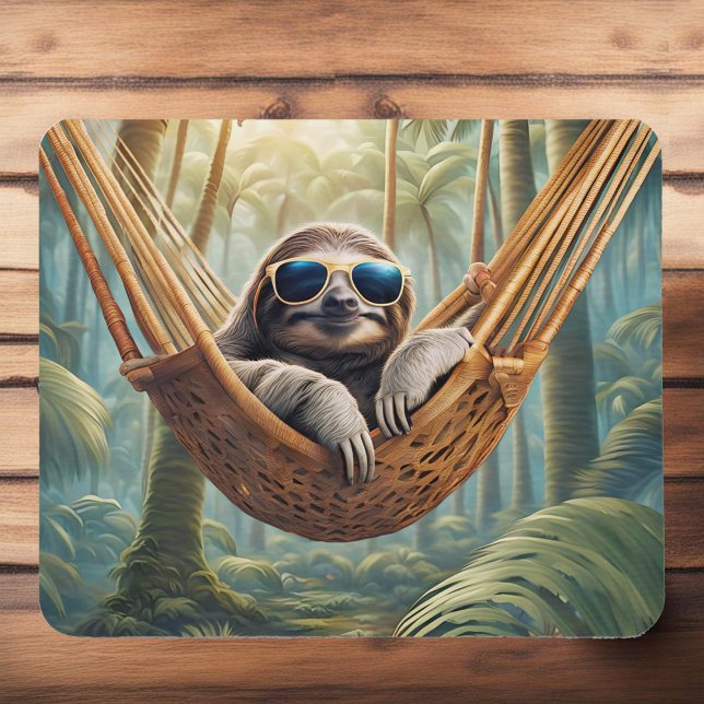 Sonniger Hang mit Sonnenbrille in einer Hängematte Mousepad (Von Creator hochgeladen)