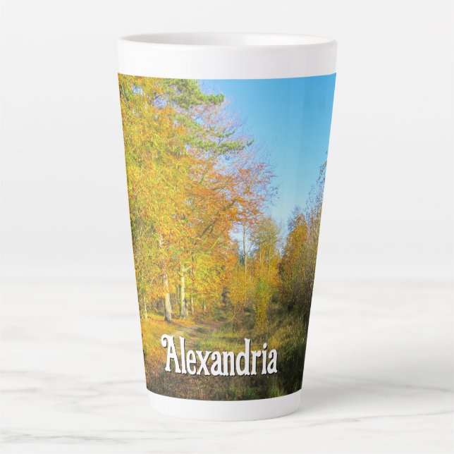 Sonniger Herbstwald - Grosser Personalisierter Milchtasse (Vorderseite)