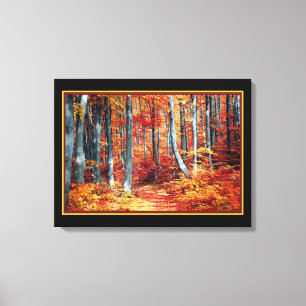 Sonniger Herbstwald Leinwanddruck
