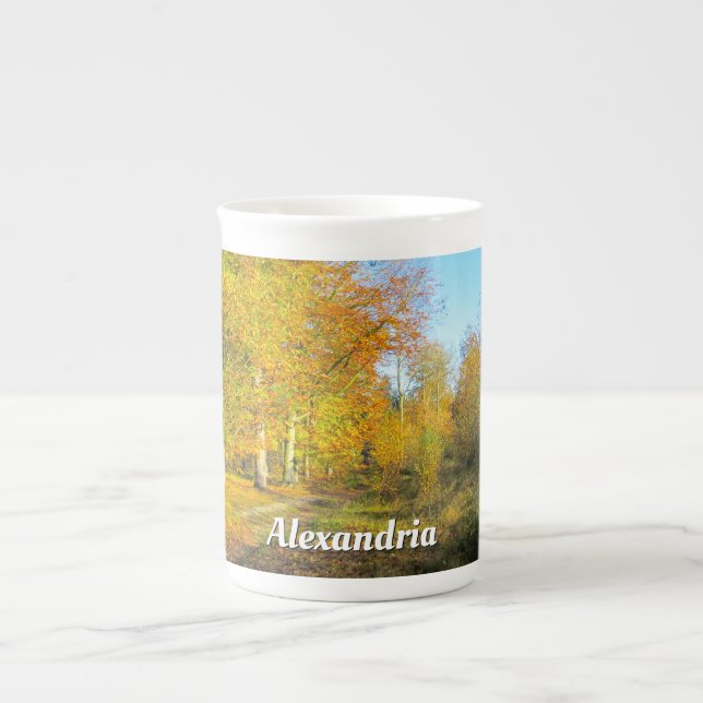 Sonniger Herbstwald - Personalisiert Prozellantasse (Vorderseite)