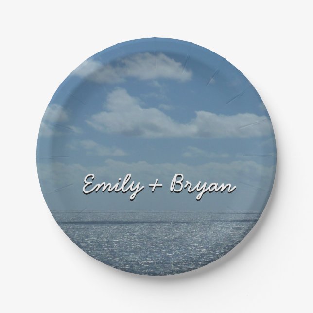 Sonniger karibischer Ozean Pappteller (Vorderseite)