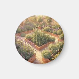 Sonniger Mittelmeer-Kräutergarten Lavendel Rosmari Magnet