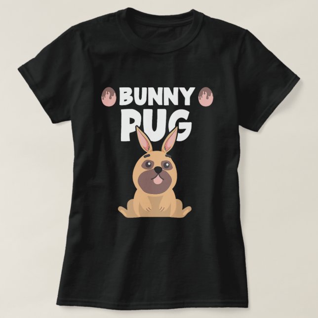 Sonniger Mops Ostern Mops Dog Puggy Niedlich Bunny T-Shirt (Design vorne)