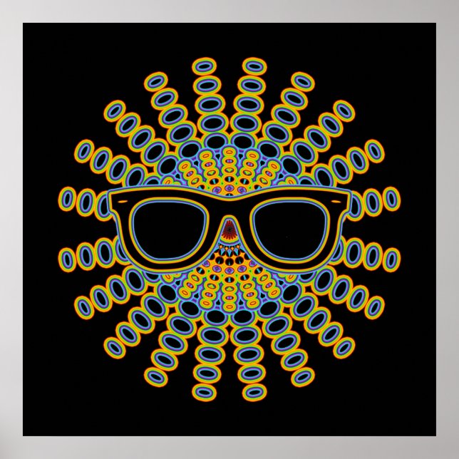 Sonniger Nerd Brille + Ihr Backgr. Ideen Poster (Vorne)