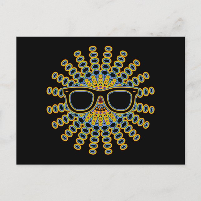 Sonniger Nerd Brille + Ihr Backgr. Ideen Postkarte (Vorderseite)