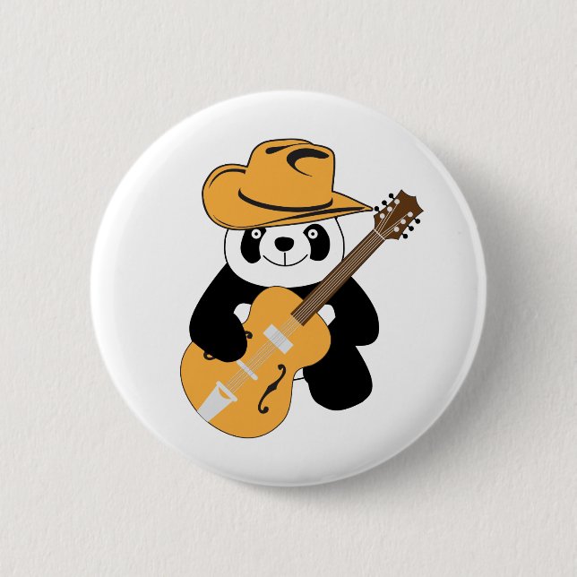 Sonniger Panda mit Gitarre Button (Vorderseite)