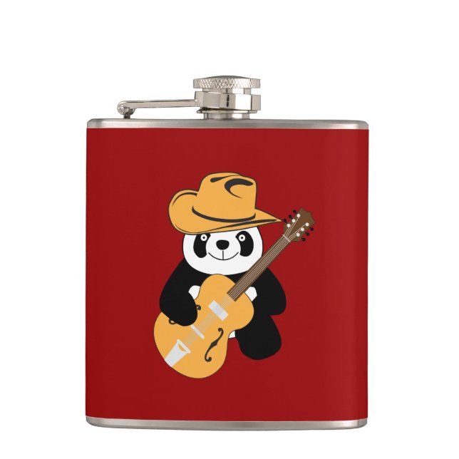 Sonniger Panda mit Gitarre Flachmann (Vorderseite)
