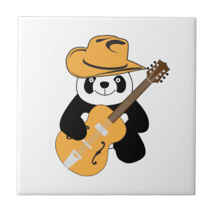 Sonniger Panda mit Gitarre Fliese