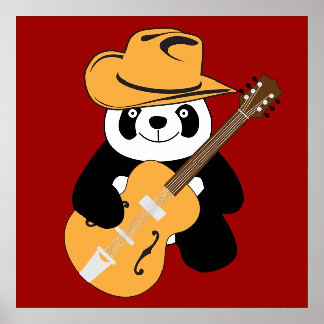 Sonniger Panda mit Gitarre Poster (Vorne)