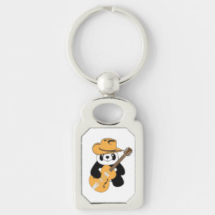 Sonniger Panda mit Gitarre Schlüsselanhänger