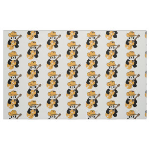 Sonniger Panda mit Gitarre Stoff