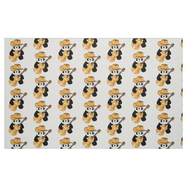 Sonniger Panda mit Gitarre Stoff (Fat Quarter (45,7 x 55,9 cm))