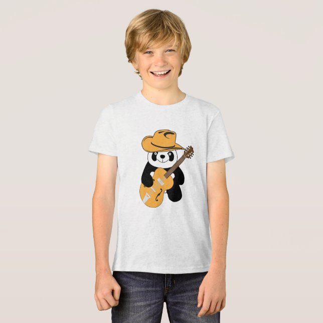 Sonniger Panda mit Gitarre Tri-Blend Shirt (Vorderseite voll)