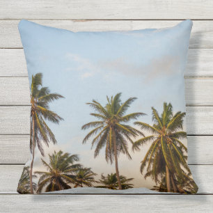 Sonniger Paradies-Sonnenuntergang mit den Palmen Kissen Für Draußen