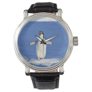 Sonniger Pinguin auf Eis-Foto Armbanduhr