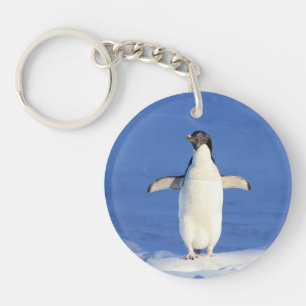 Sonniger Pinguin auf Eis-Foto Schlüsselanhänger
