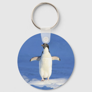 Sonniger Pinguin auf Eis-Foto Schlüsselanhänger