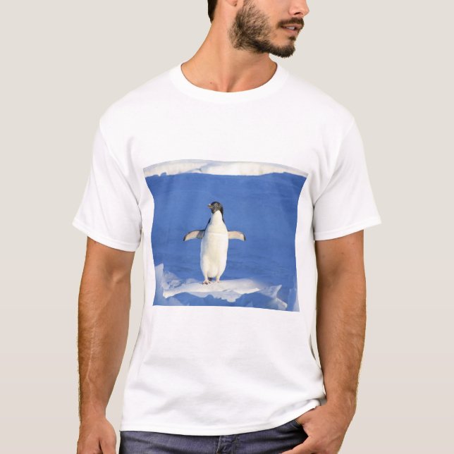 Sonniger Pinguin auf Eis-Foto T-Shirt (Vorderseite)