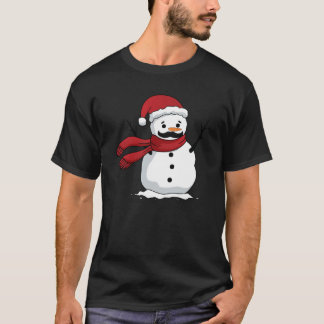 Sonniger Schneemann mit Schnurrbart und Karotte T-Shirt