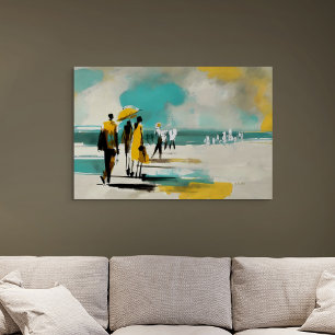 Sonniger Spaziergang – Abstrakte Figuren im offene Leinwanddruck