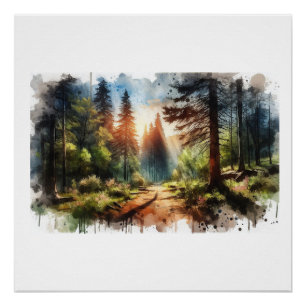 Sonniger Waldweg, Poster