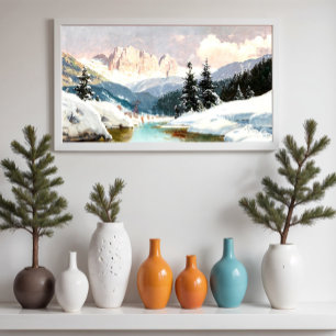 Sonniger Wintertag mit Blick auf die Dolomiten Poster