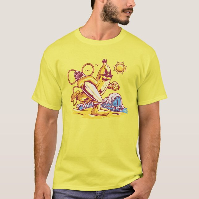 Sonniges Bananensurfen am Strand T-Shirt (Vorderseite)