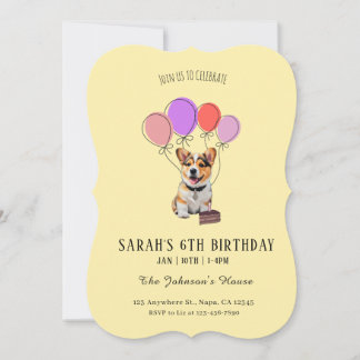 Sonniges Buttergelb - Corgi Geburtstag anpassbar Einladung