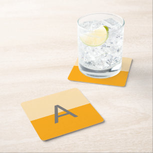 Sonniges daffodisches Gelbes Monogramm Rechteckiger Pappuntersetzer