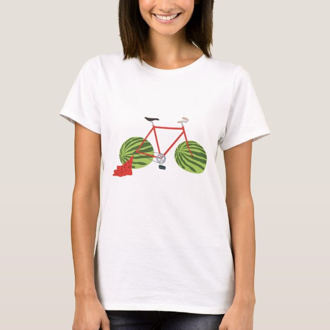 Sonniges Fahrrad mit Wassermelonrädern T-Shirt (Vorderseite)