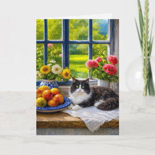 Sonniges Fenster, Katze  Karte