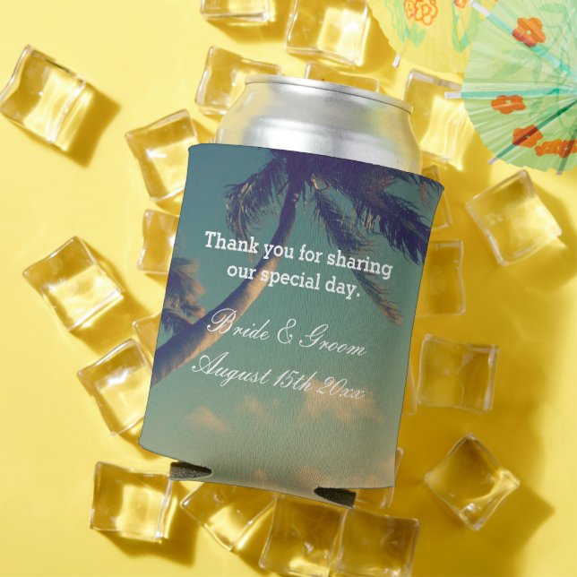 Sonniges Foto personalisierter Strand Hochzeit Dosenkühler (In Situ Sommer)