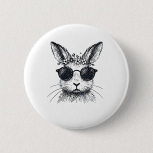 Sonniges Gesicht mit Blume Kronenfest Frauentag Button